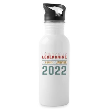 Légendaire Depuis Janvier 2022 Anniversaire - Gourde avec paille intégrée - blanc - Droite