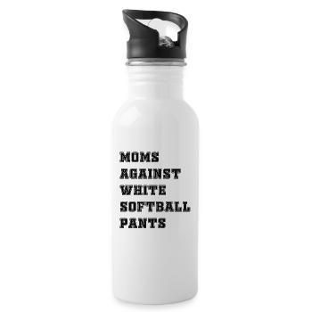 Moms Against White Softball Pants Funny Softball - Water bottle with straw - white - Right