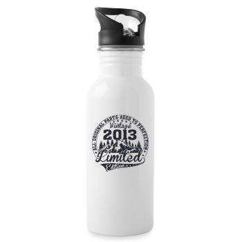 Né 2013 Vintage Anniversaire Rétro - Gourde avec paille intégrée - blanc - Droite