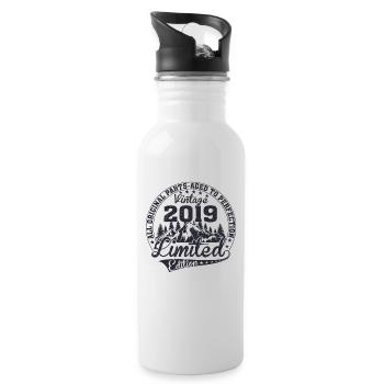 Né 2019 Vintage Anniversaire Rétro - Gourde avec paille intégrée - blanc - Droite