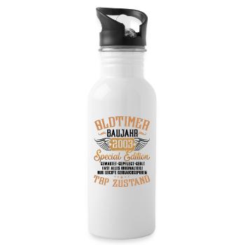 Oldtimer Special Edition Modell 2003 Geburtstag - Trinkflasche mit integriertem Trinkhalm - Weiß - Rechts