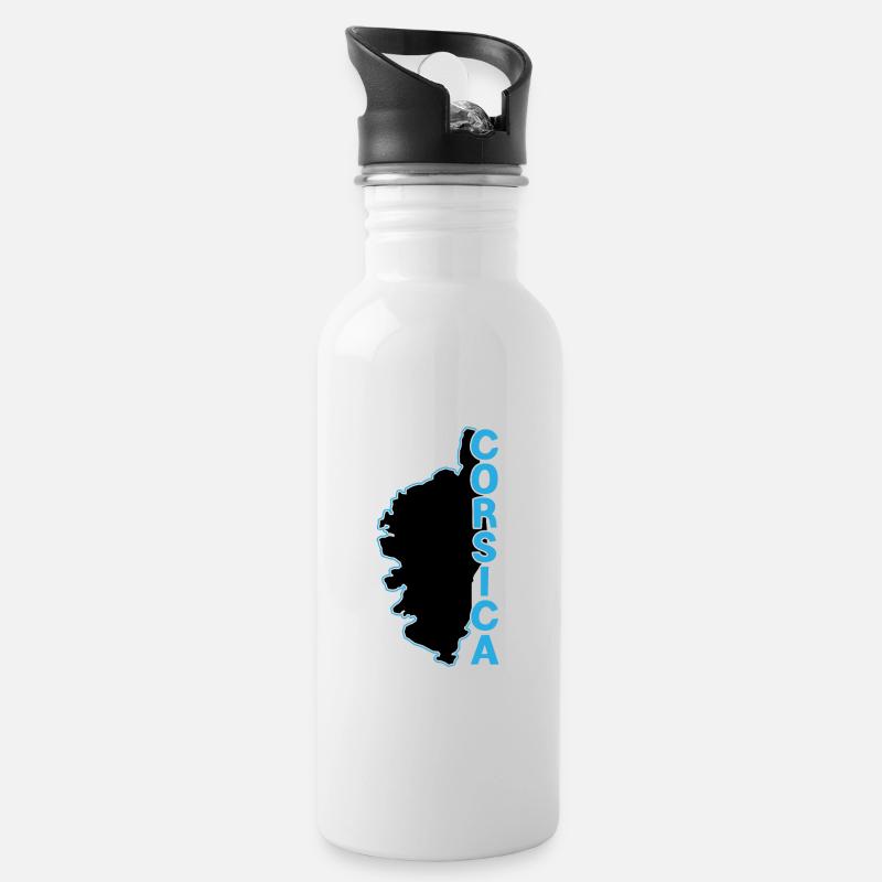 Korsika Wappen - Trinkflasche mit integriertem Trinkhalm - Weiß
