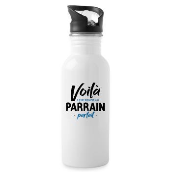 Parrain parfait cadeau demande parrain humour - Gourde avec paille intégrée - blanc - Droite