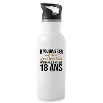 Arrêter Les Conneries À 18 Ans - Gourde avec paille intégrée - blanc - Droite