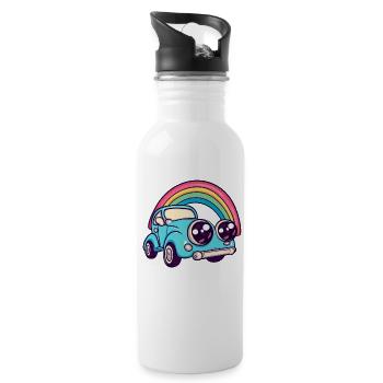 car rainbow - Trinkflasche mit integriertem Trinkhalm - Weiß - Rechts