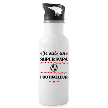 Super papa footballeur, cadeau fête des pères - Gourde avec paille intégrée - blanc - Droite