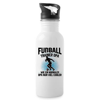 Fußball Trainer Opa Geschenkidee - Trinkflasche mit integriertem Trinkhalm - Weiß - Rechts