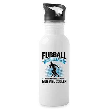 Fußball Trainer Papa Geschenkidee Vater - Trinkflasche mit integriertem Trinkhalm - Weiß - Rechts