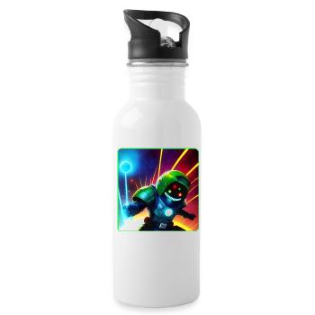 Cooler Weltraum Astronaut - Trinkflasche mit integriertem Trinkhalm - Weiß - Rechts