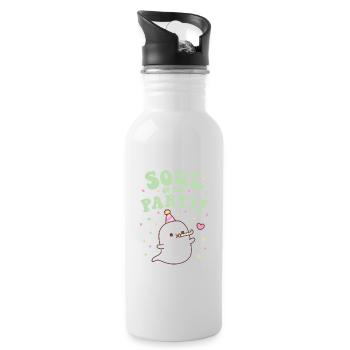 Cute Ghost Soul OF The Party Funny Pun - Water bottle with straw - white - Right