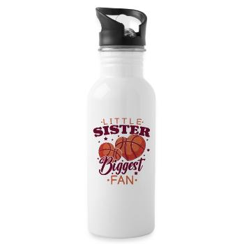 Basketball Little Sister Biggest Fan Geschenkidee - Trinkflasche mit integriertem Trinkhalm - Weiß - Rechts