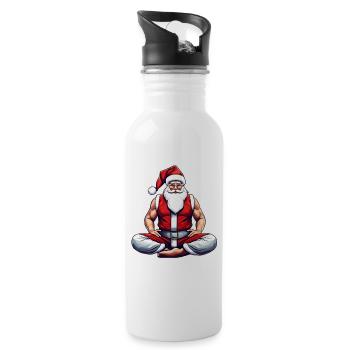 Le Père Noël fait du yoga - Gourde avec paille intégrée - blanc - Droite