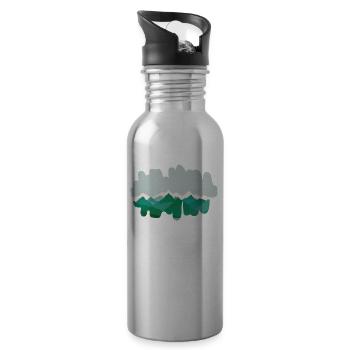 Forest mountains in the morning mist - Water bottle with straw - silver - Right