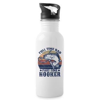 Angler Papa Vater Angeln Geschenkidee Lustig Humor - Trinkflasche mit integriertem Trinkhalm - Weiß - Rechts