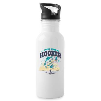 Angler Fisherman Fishing Gift Idea Fishing Humor - Water bottle with straw - white - Right