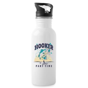 Pêcheur pêcheur idée cadeau pêche pêche humour - Gourde avec paille intégrée - blanc - Droite