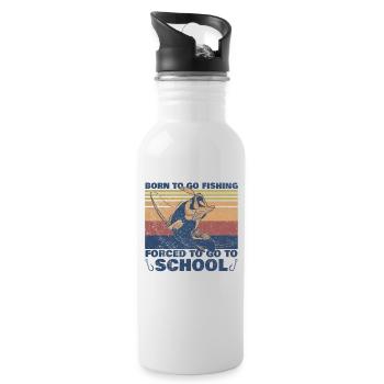 Angeln Né pour aller à la pêche Forcé d’aller à l’école - Gourde avec paille intégrée - blanc - Droite