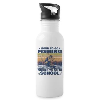 Angeln Né pour aller à la pêche Forcé d’aller à l’école - Gourde avec paille intégrée - blanc - Droite