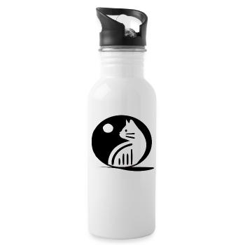 Katze - Trinkflasche mit integriertem Trinkhalm - Weiß - Rechts