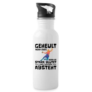 Blutiges Handballspiel - Trinkflasche mit integriertem Trinkhalm - Weiß - Rechts
