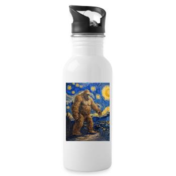 Bigfoot, Big Foot, Van Gogh, Starry Night - Water bottle with straw - white - Right