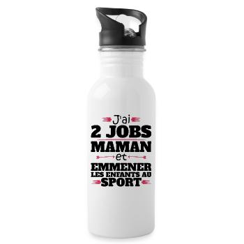2 Jobs Maman Et Enfants Au Sport Humour Maman - Gourde avec paille intégrée - blanc - Droite