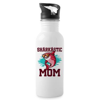 Sharkastic Mutter Hai Witz Sarkastische Mutter - Trinkflasche mit integriertem Trinkhalm - Weiß - Rechts