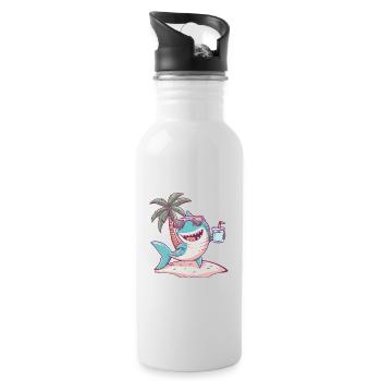 Palmier d’été de l’île aux requins - Gourde avec paille intégrée - blanc - Droite