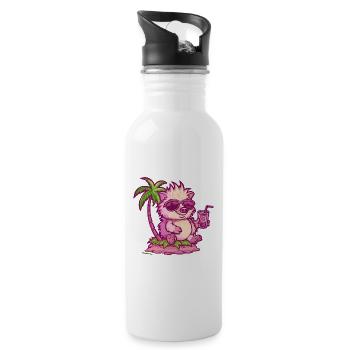 Igel Insel Sommer Palme - Trinkflasche mit integriertem Trinkhalm - Weiß - Rechts