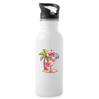 Strauß Insel Sommer Palme - Trinkflasche mit integriertem Trinkhalm - Weiß - Rechts