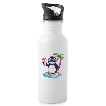 Penguin Island Summer Palm - Water bottle with straw - white - Right
