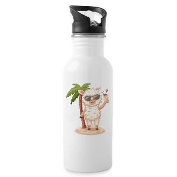 Alpaca Llama Summer Holiday - Water bottle with straw - white - Right