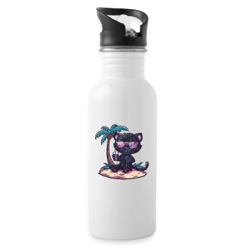 Palmier d’été de l’île Panther - Gourde avec paille intégrée - blanc - Droite