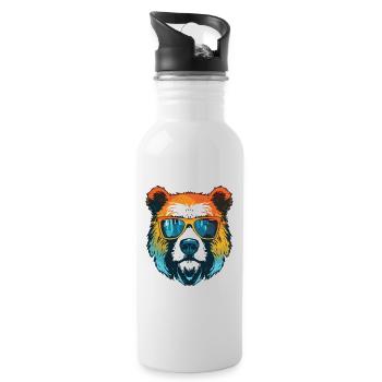 Polar Bear Head Cool Polar Bear - Water bottle with straw - white - Right