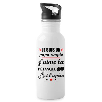Papa simple pétanque et apéro, fête des pères - Gourde avec paille intégrée - blanc - Droite