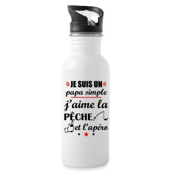 Papa simple pêche et apéro, fête des pères - Gourde avec paille intégrée - blanc - Droite