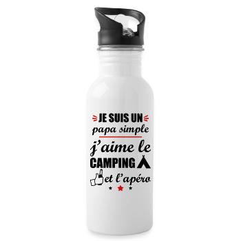 Papa simple camping et apéro, fête des pères - Gourde avec paille intégrée - blanc - Droite