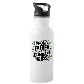 Papa Fun Geschenkidee Father Of A Few Dumbass Kids - Trinkflasche mit integriertem Trinkhalm - Weiß - Rechts