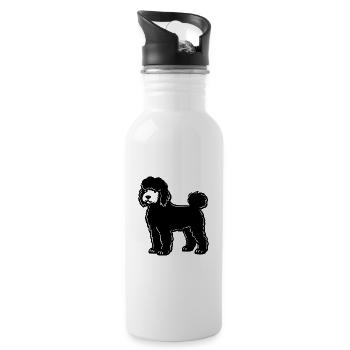 Poodle Hund Symbol - Trinkflasche mit integriertem Trinkhalm - Weiß - Rechts