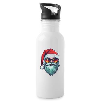 Santa Claus Cool Christmas - Water bottle with straw - white - Right