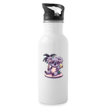 Koala Summer Beach Comic - Water bottle with straw - white - Right