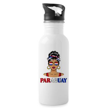 Drapeau Paraguay Femme Paraguayenne - Gourde avec paille intégrée - blanc - Droite