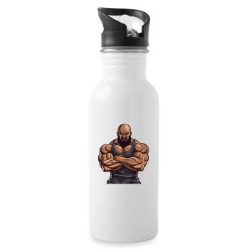 Workout Bodybuilder Muscles - Water bottle with straw - white - Right