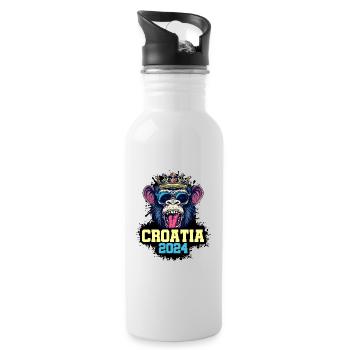 Croatia 2024 Affe - Trinkflasche mit integriertem Trinkhalm - Weiß - Rechts