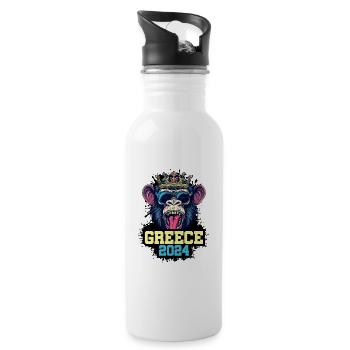 Greece 2024 Affe - Trinkflasche mit integriertem Trinkhalm - Weiß - Rechts