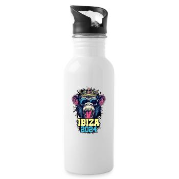 Ibiza 2024 Affe - Trinkflasche mit integriertem Trinkhalm - Weiß - Rechts