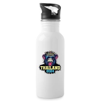 Thailand 2024 Affe - Trinkflasche mit integriertem Trinkhalm - Weiß - Rechts