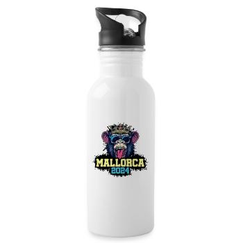 Mallorca 2024 Affe - Trinkflasche mit integriertem Trinkhalm - Weiß - Rechts