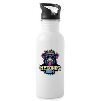 Mykonos 2024 Affe - Trinkflasche mit integriertem Trinkhalm - Weiß - Rechts