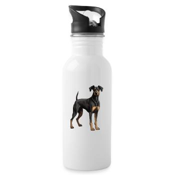 Doberman Dog - Water bottle with straw - white - Right